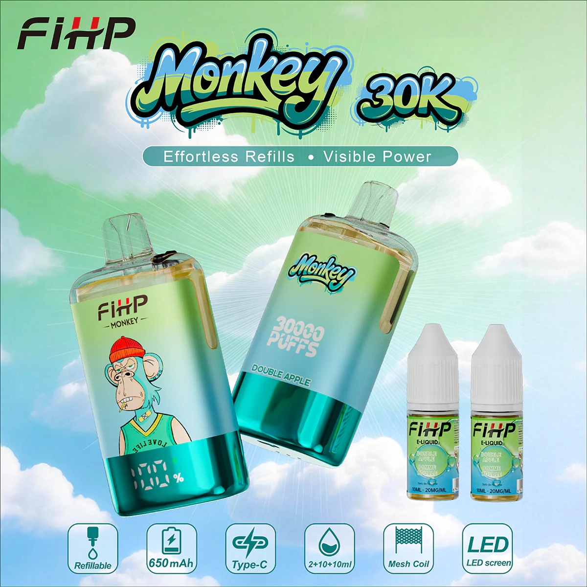 FIHP Monkey 30000 Puffs gallery view 18 with a clear branded device presentation, exterior styling and catalog-ready product view.