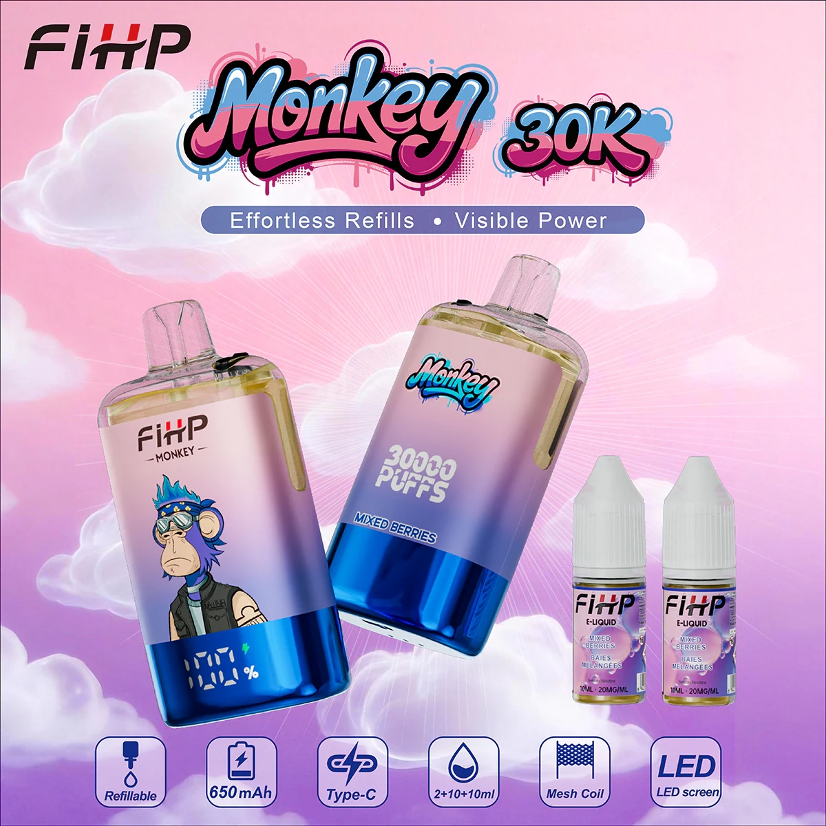 FIHP Monkey 30000 Puffs gallery view 20 showing the device form, branded finish and visual product details from the source gallery.