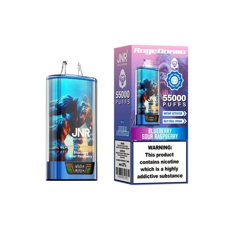JNR Rage Gorilla 55K disposable vape with smart display and dual mesh coil product packaging