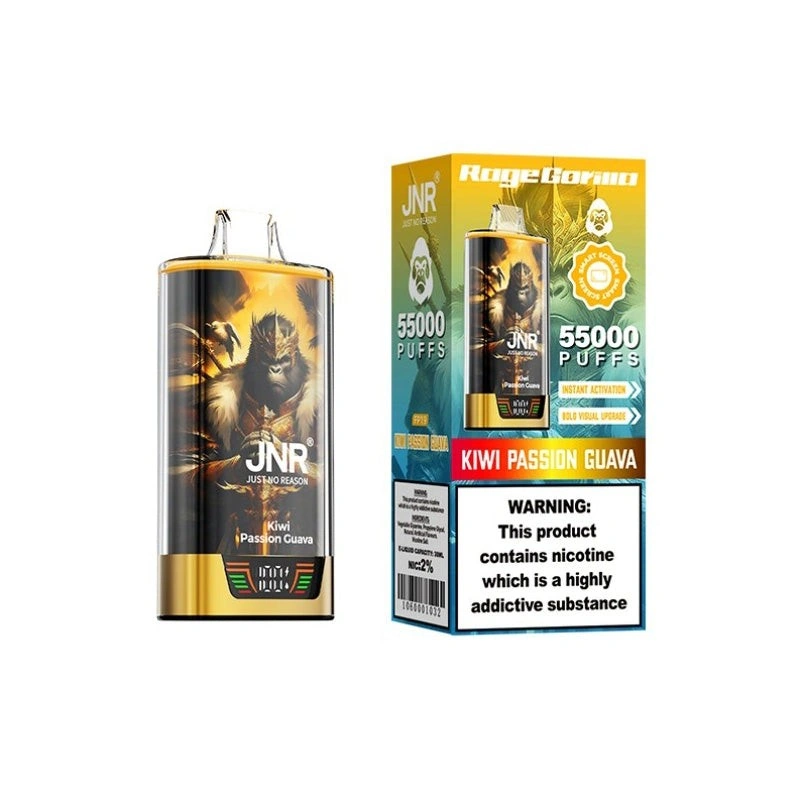 JNR Rage Gorilla 55K 55000-puff vape shown in a flavor variant design with matching package artwork