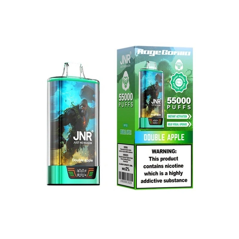 JNR Rage Gorilla 55K disposable vape and retail box displaying a colorful flavor-specific design