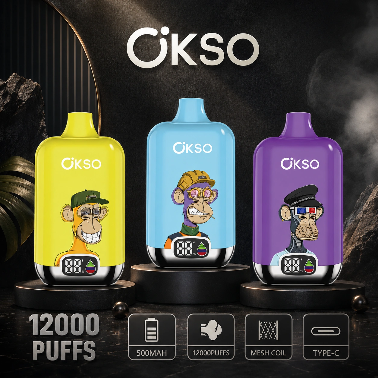 OKSO Digital Box 12K Disposable Vape – 12000 Puffs LED Display Mesh Coil Vape