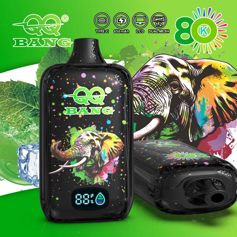 QQ Bang 80K Puffs Disposable Vape, green artwork with two black devices and eagle graphics, presented in the supplier gallery artwork.