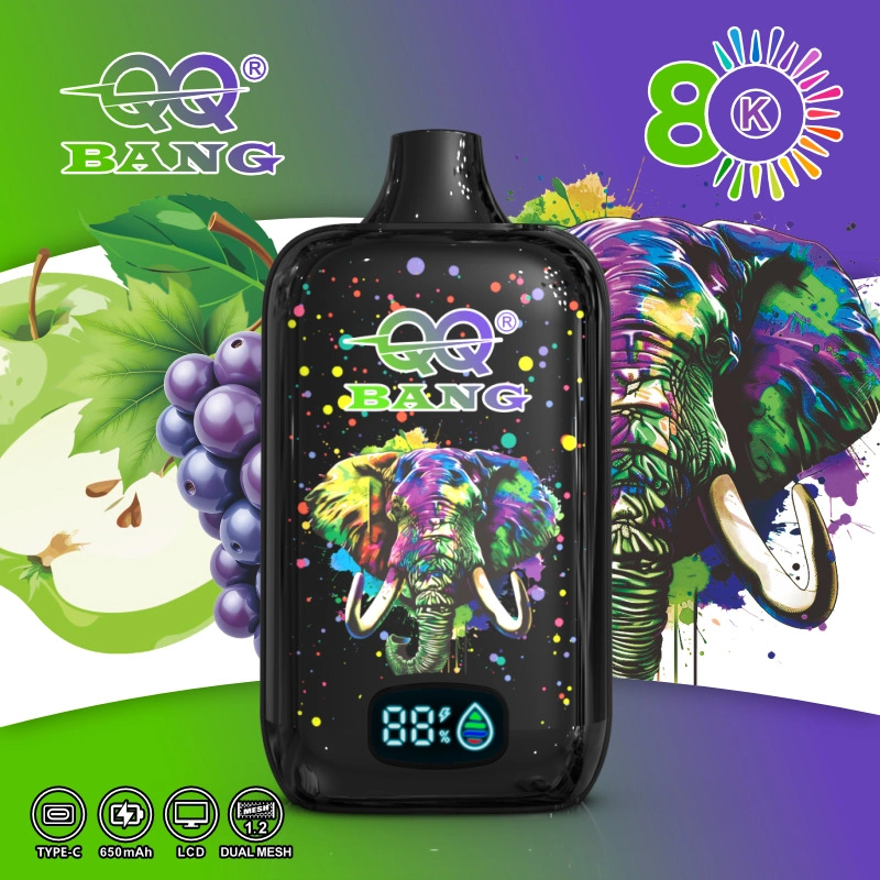 QQ Bang 80K Puffs Disposable Vape, purple grape artwork with two black devices and elephant graphics, presented in the supplier gallery artwork.