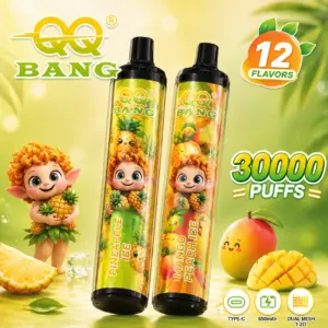 QQ Bang 30K Puffs Disposable Vape hero presentation showing the featured device design and display in the official product artwork.