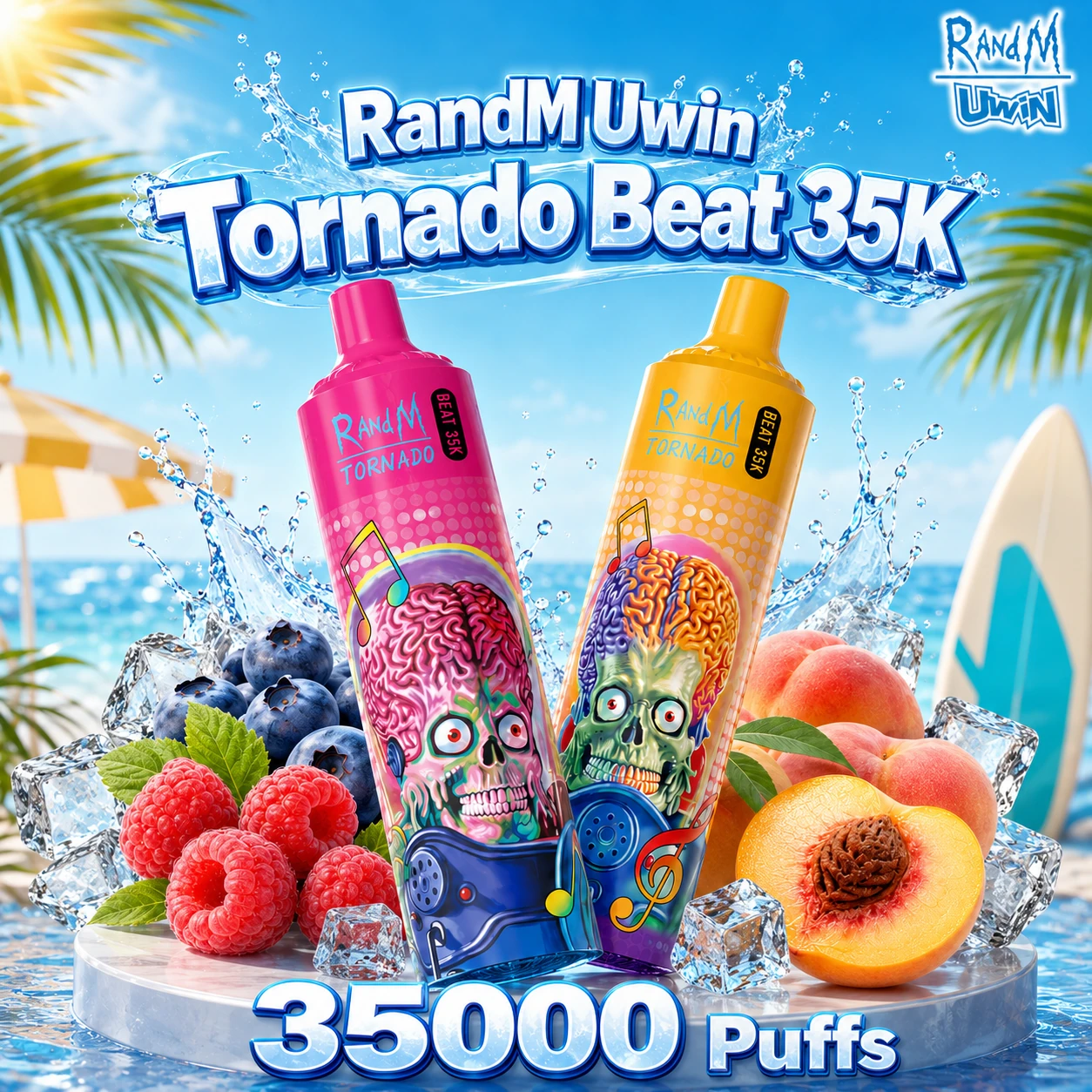 UWIN RandM Tornado 35K disposable vape main product image showing the device design and retail presentation