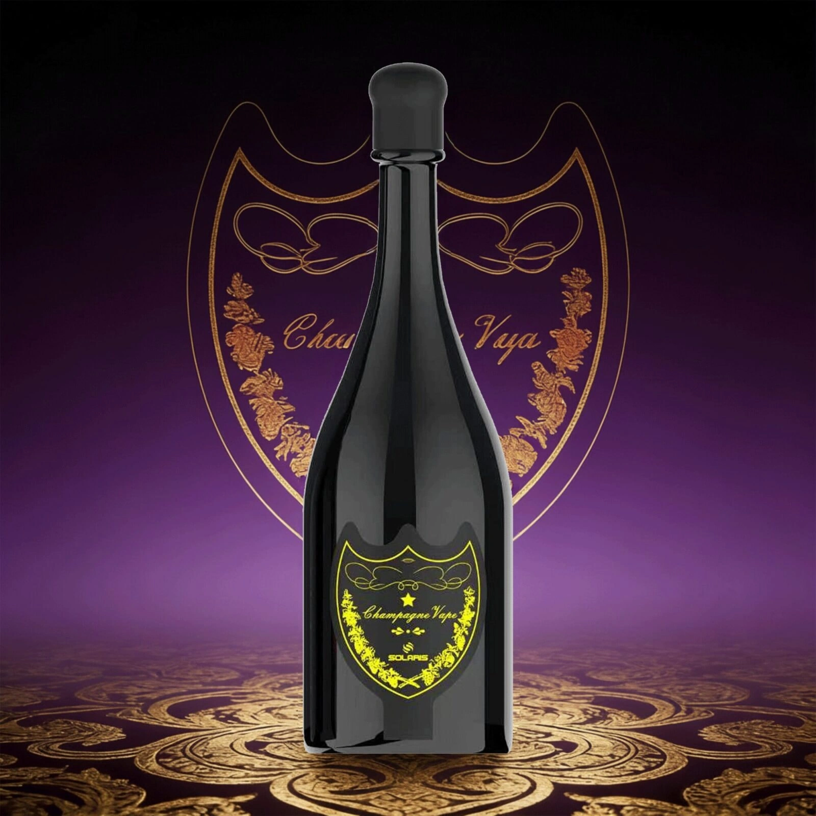 Solaris Champagne 30K 02 solaris champagne 30k puffs eu warehouse triple mango vape flavor design with device artwork and matching product packaging.