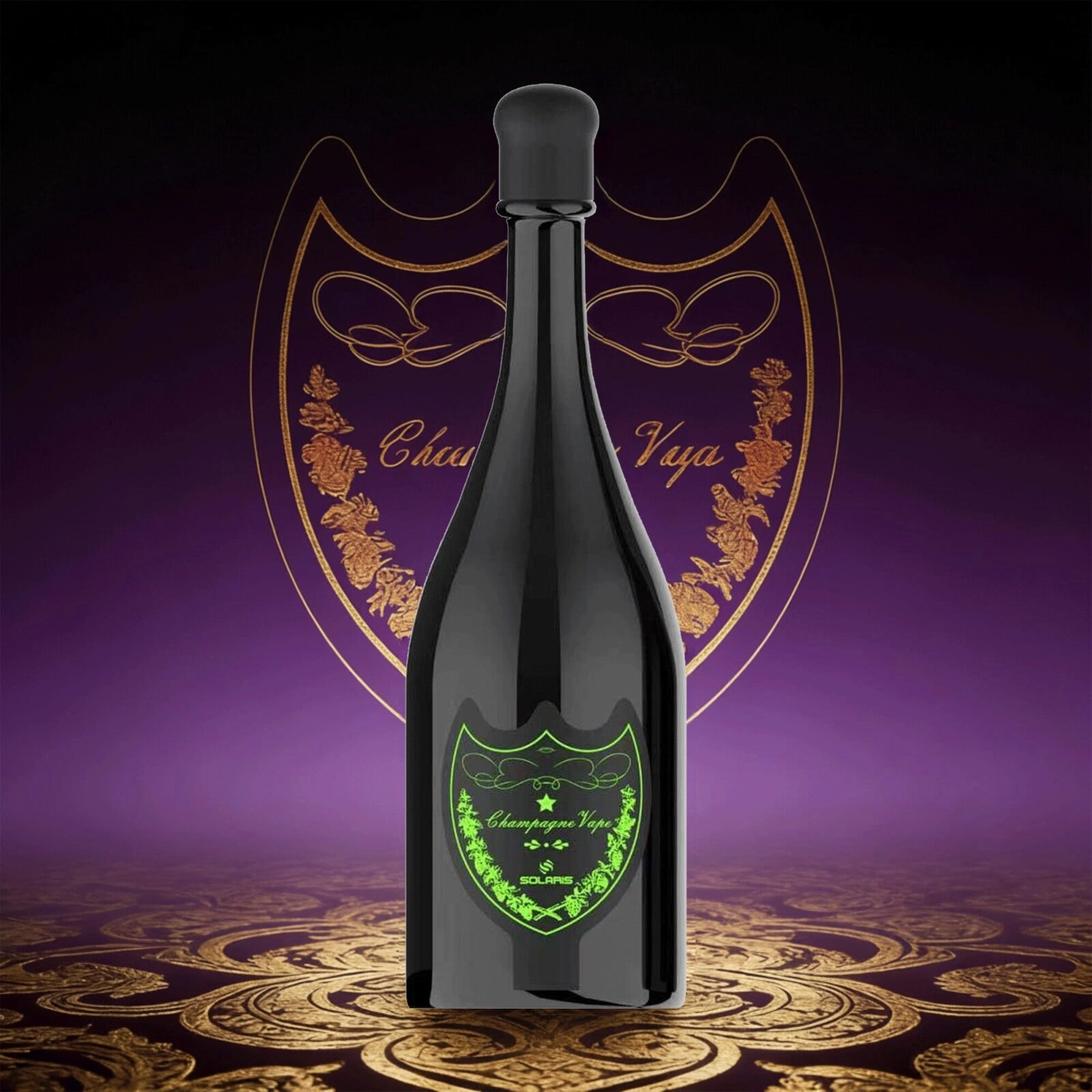 Solaris Champagne 30K 04 solaris champagne 30k puffs eu warehouse strawberry kiwi vape flavor design with device artwork and matching product packaging.