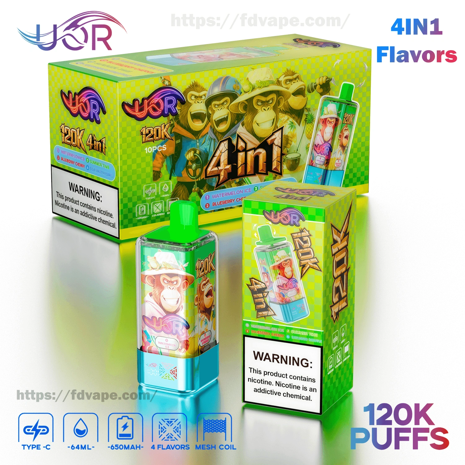 UOR 120000 Puffs 4-in-1 gallery view 06 presenting the branded disposable vape device, exterior finish and source product styling.