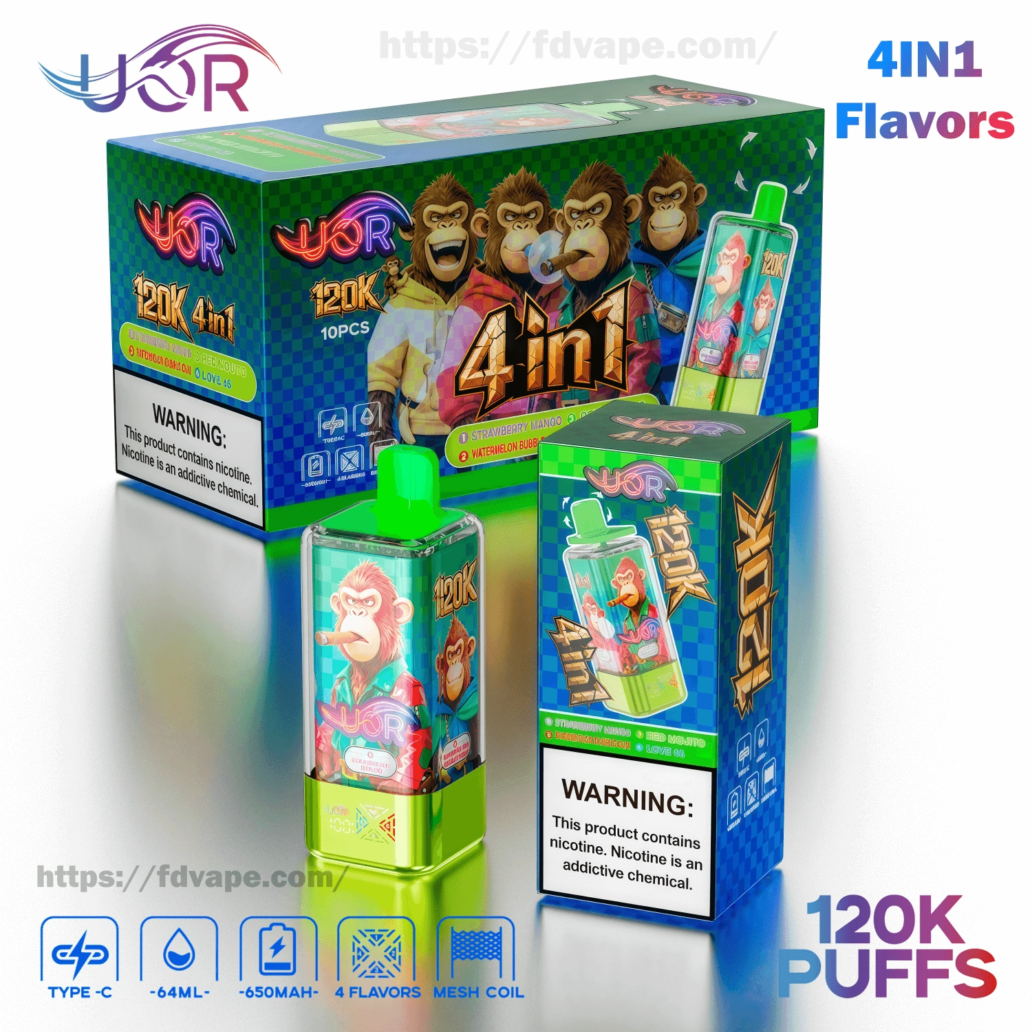 UOR 120000 Puffs 4-in-1 gallery view 11 presenting the branded disposable vape device, exterior finish and source product styling.
