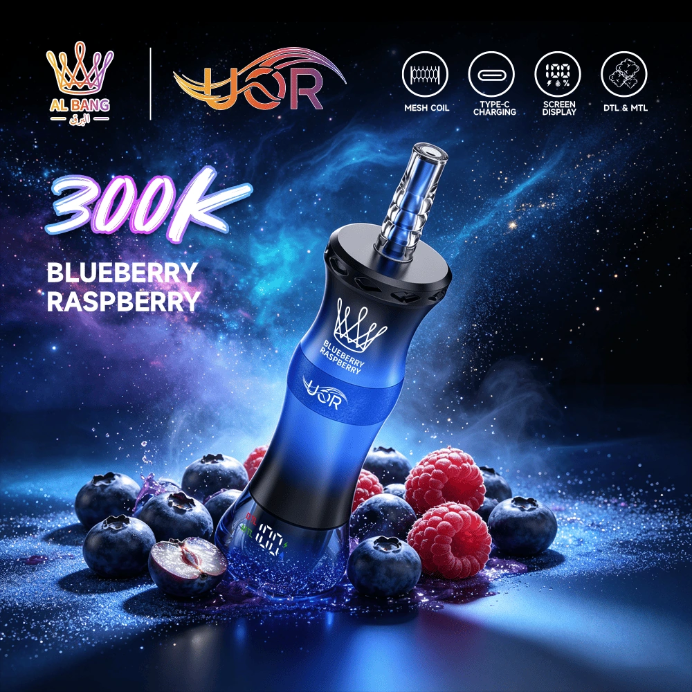 UOR Al Bang 300K 300000-puff disposable vape shown with colorful flavor variant artwork
