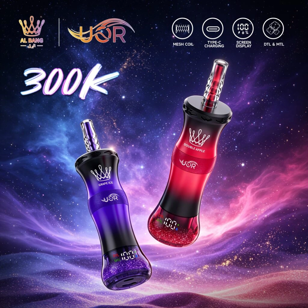 UOR Al Bang 300K vape product image with matching branded device and retail box