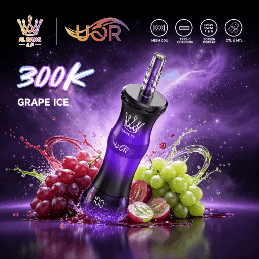 UOR Al Bang 300K disposable vape gallery image featuring the device and matching packaging