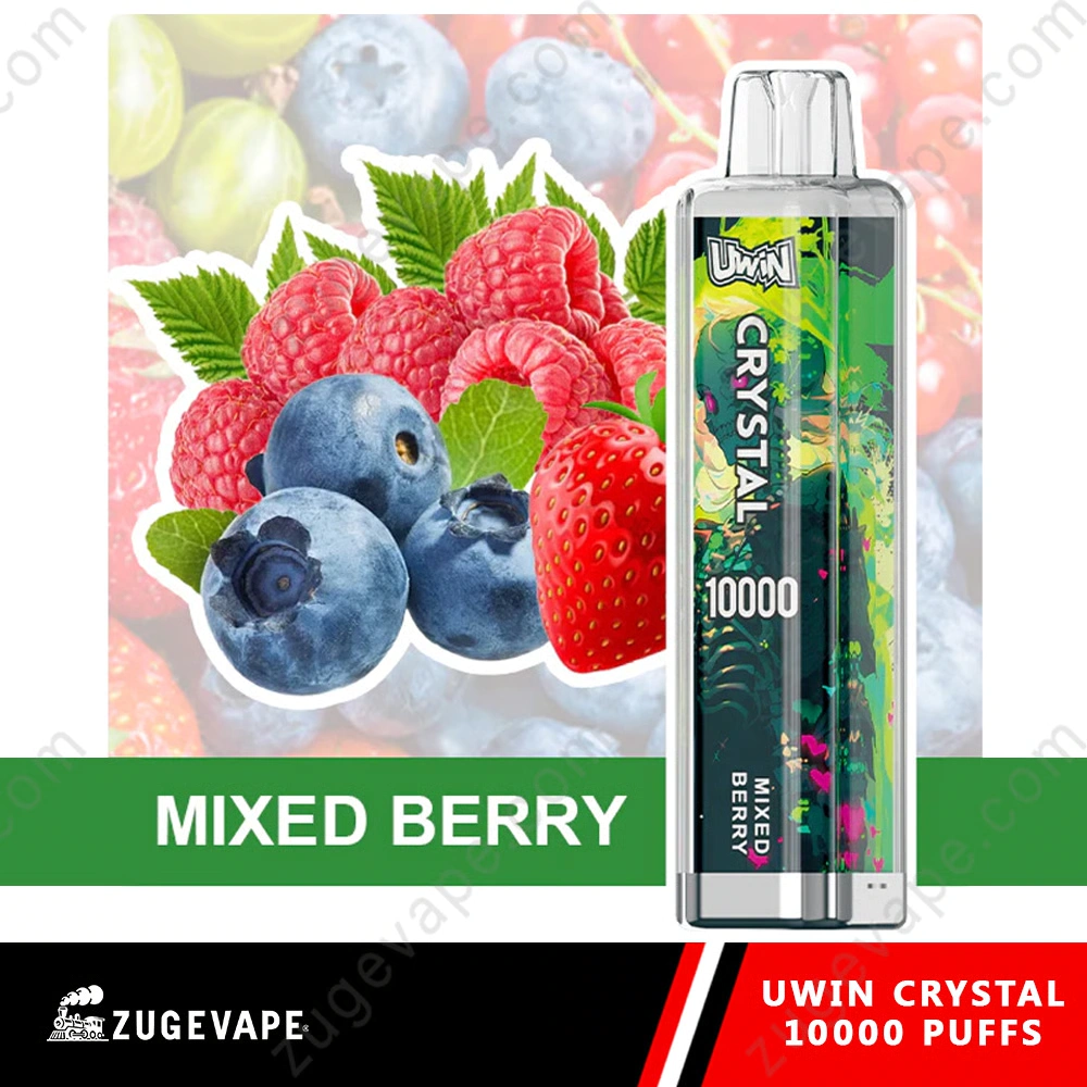 UWIN Crystal 10K Disposable Vape in Mixed Berry flavor with colorful device artwork and berry fruit presentation