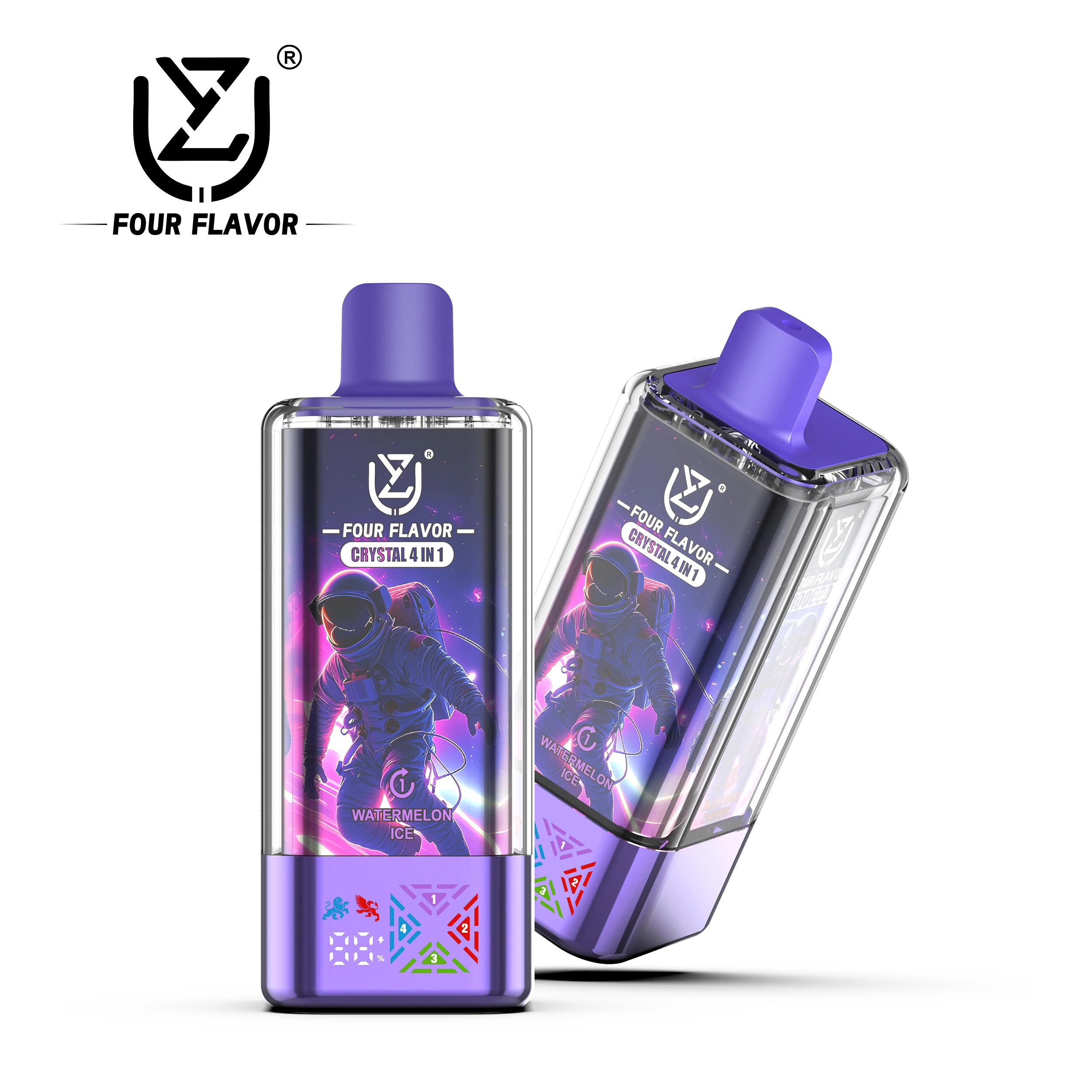 UZY Crystal 100K Puffs Disposable Vape, Watermelon Ice, Blue Razz, Cherry Watermelon and Sour Peach combination, presented in the supplier gallery artwork.