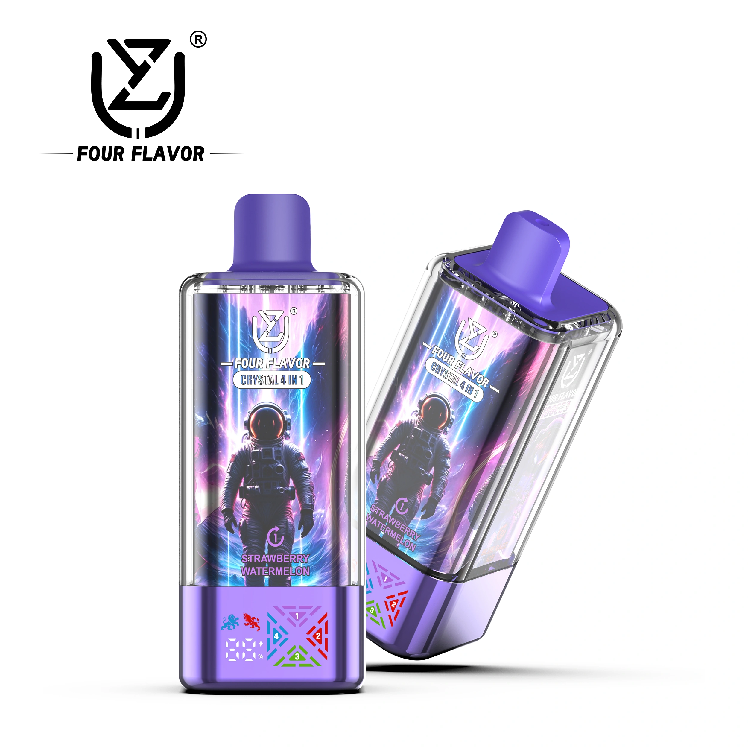 UZY Crystal 100K Puffs Disposable Vape, Strawberry Watermelon, Blue Razz Ice, Blueberry Raspberry and Fizzy Cherry, in supplier gallery artwork.