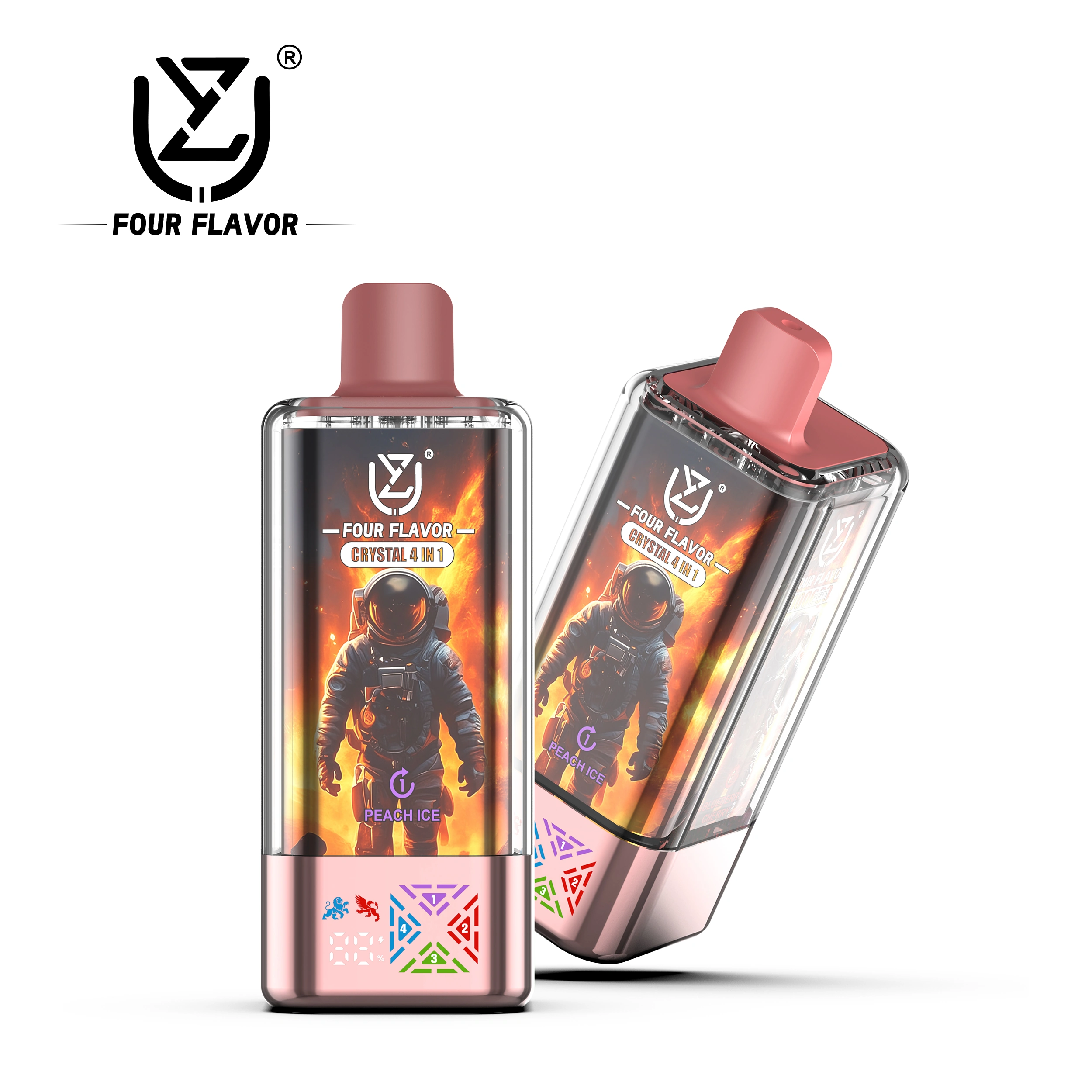 UZY Crystal 100K Puffs Disposable Vape, Peach Ice, Blueberry Cherry, Energy Drink and Watermelon Lychee combination, in supplier gallery artwork.
