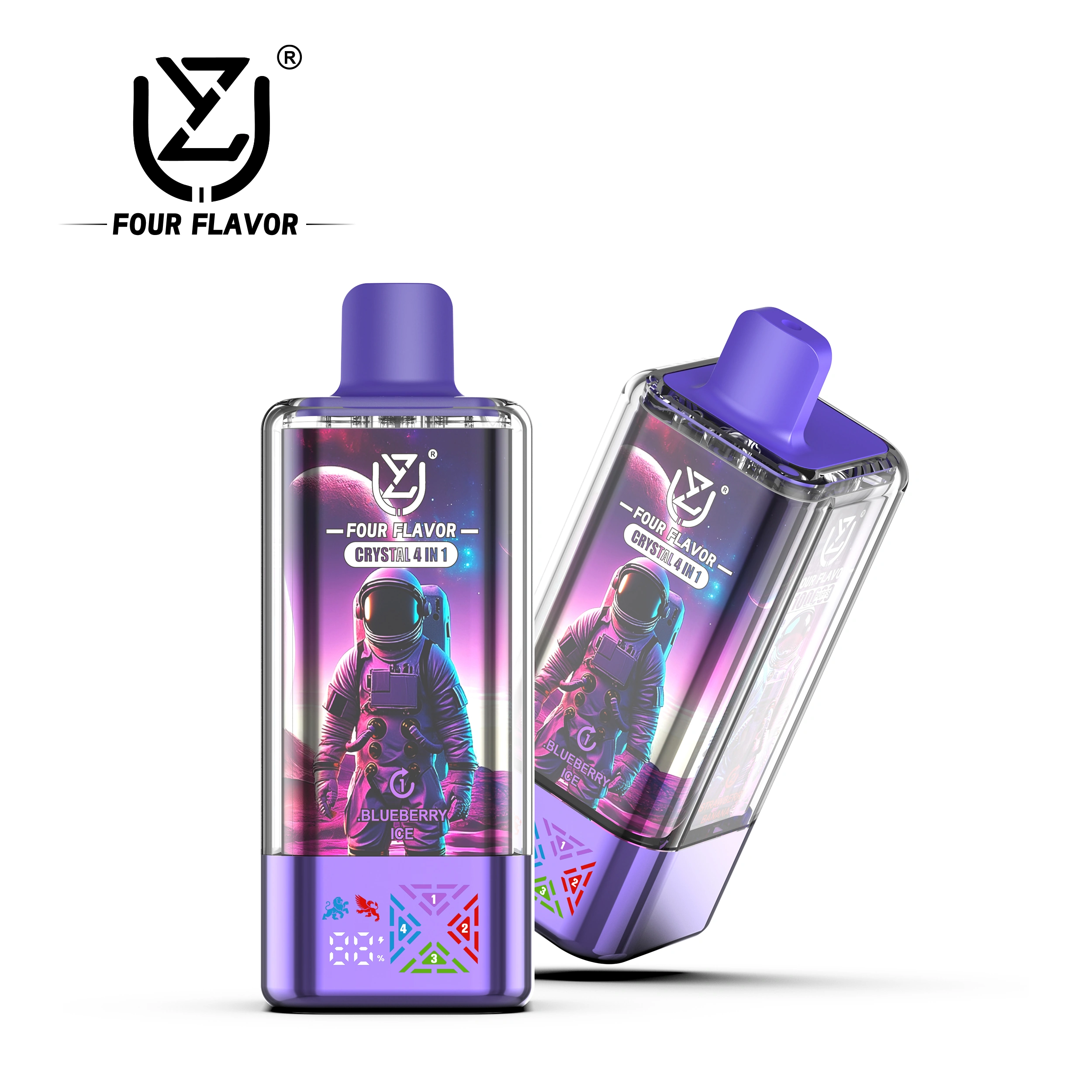 UZY Crystal 100K Puffs Disposable Vape, Blueberry Ice, Strawberry Banana, Two Apple and Skittles combination, presented in the supplier gallery artwork.