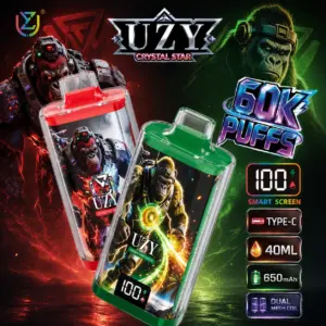 UZY Crystal Star 60K Puffs Disposable Vape hero presentation showing the featured device design and display in the official product artwork.