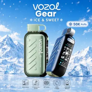 Imagen principal del vaporizador desechable Vozol Gear Ice Sweet 50K, en la que se muestra el diseño del dispositivo y su presentación en el punto de venta