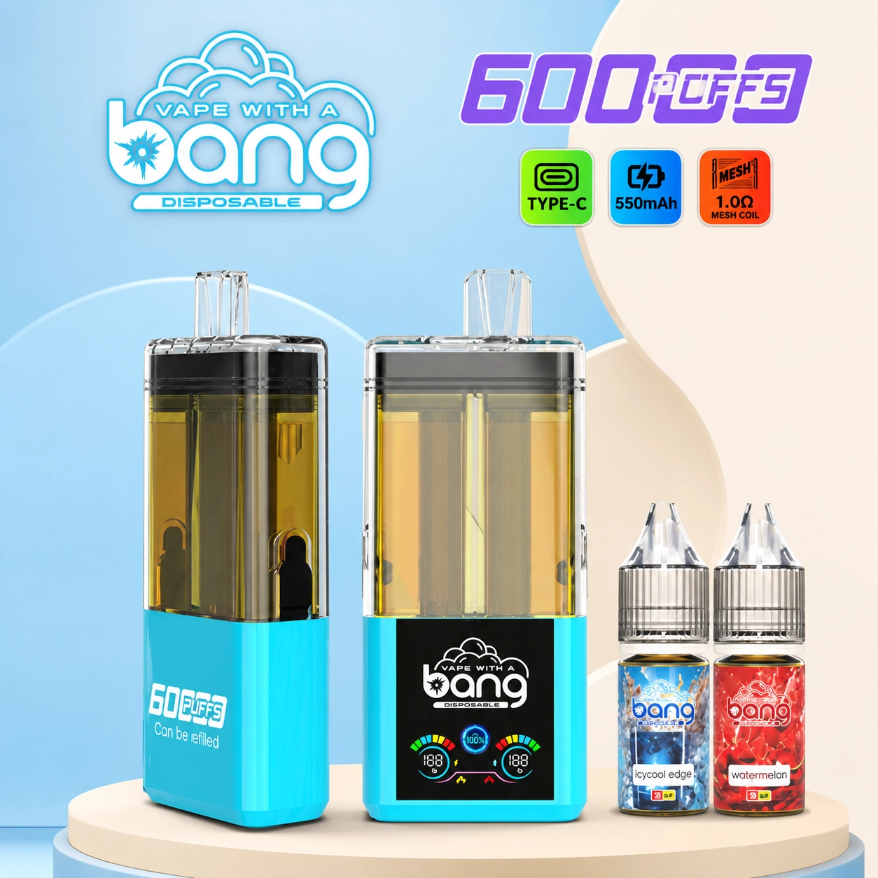 Bang 60K Refillable Disposable Vape – 60000 Puffs 2-in-1 Double Flavor Smart Screen Vape