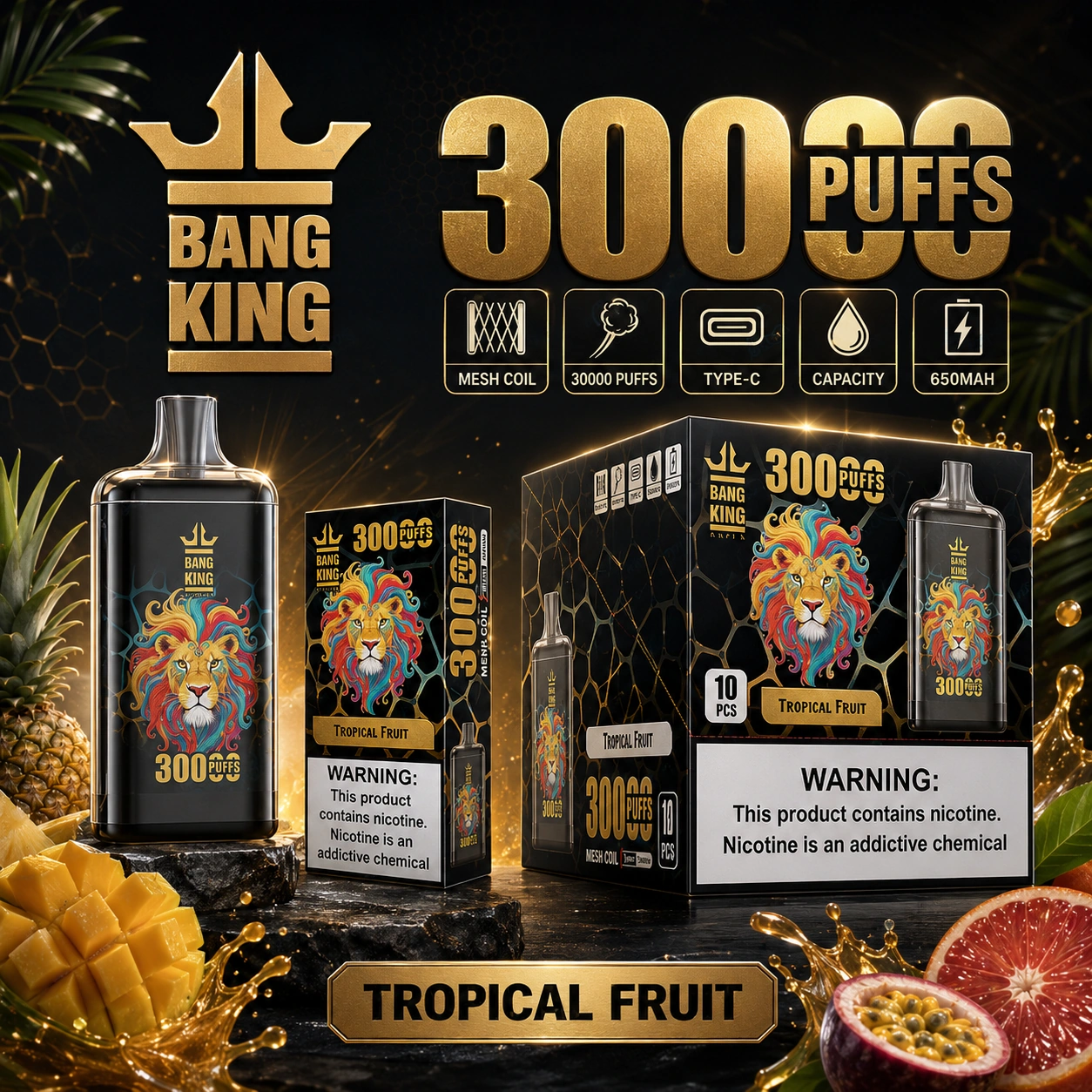 Bang King Crystal 30K disposable vape main product image showing the device design and retail presentation