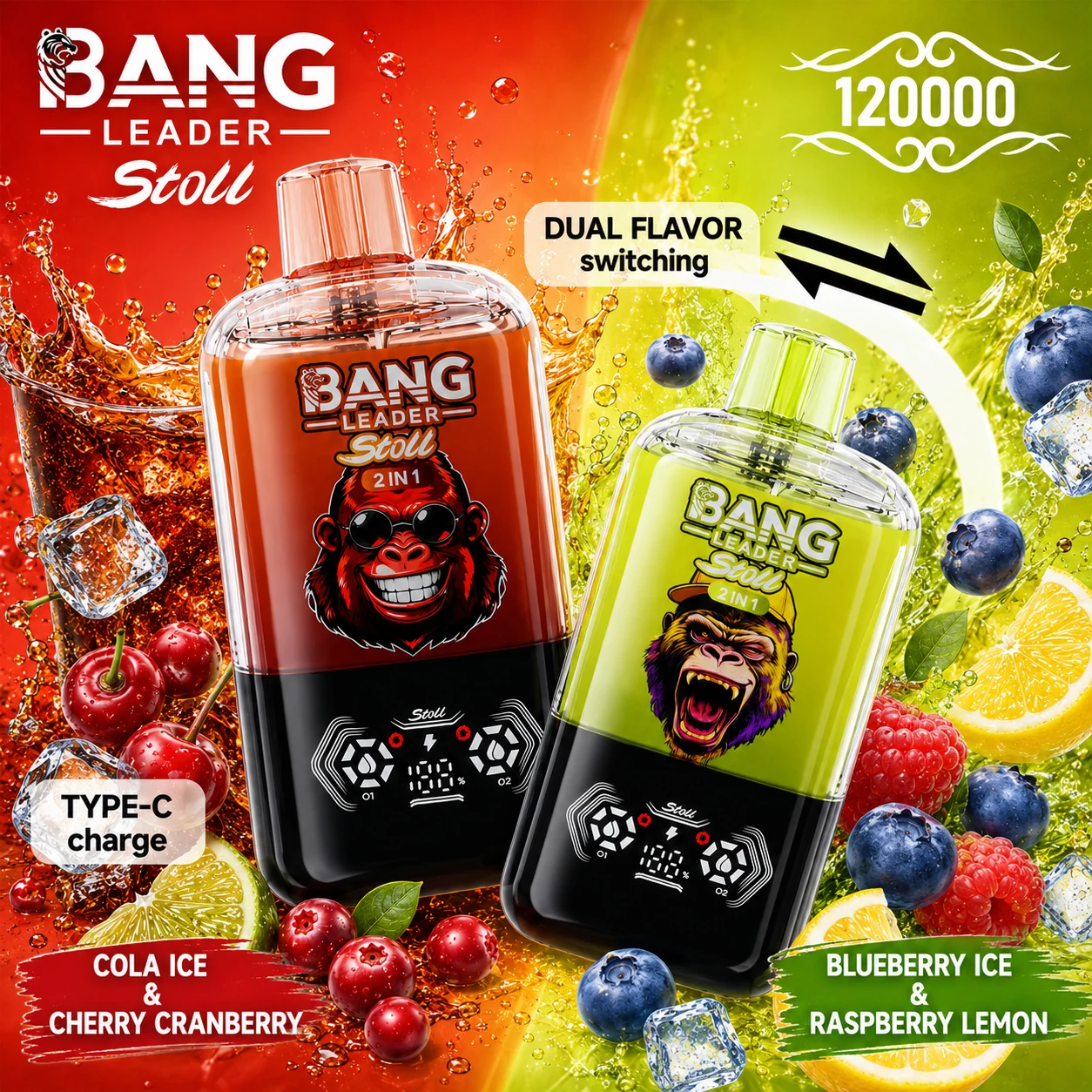 Bang Leader Stoll 120K Disposable Vape – 120000 Puffs 2-in-1 Double Flavor
