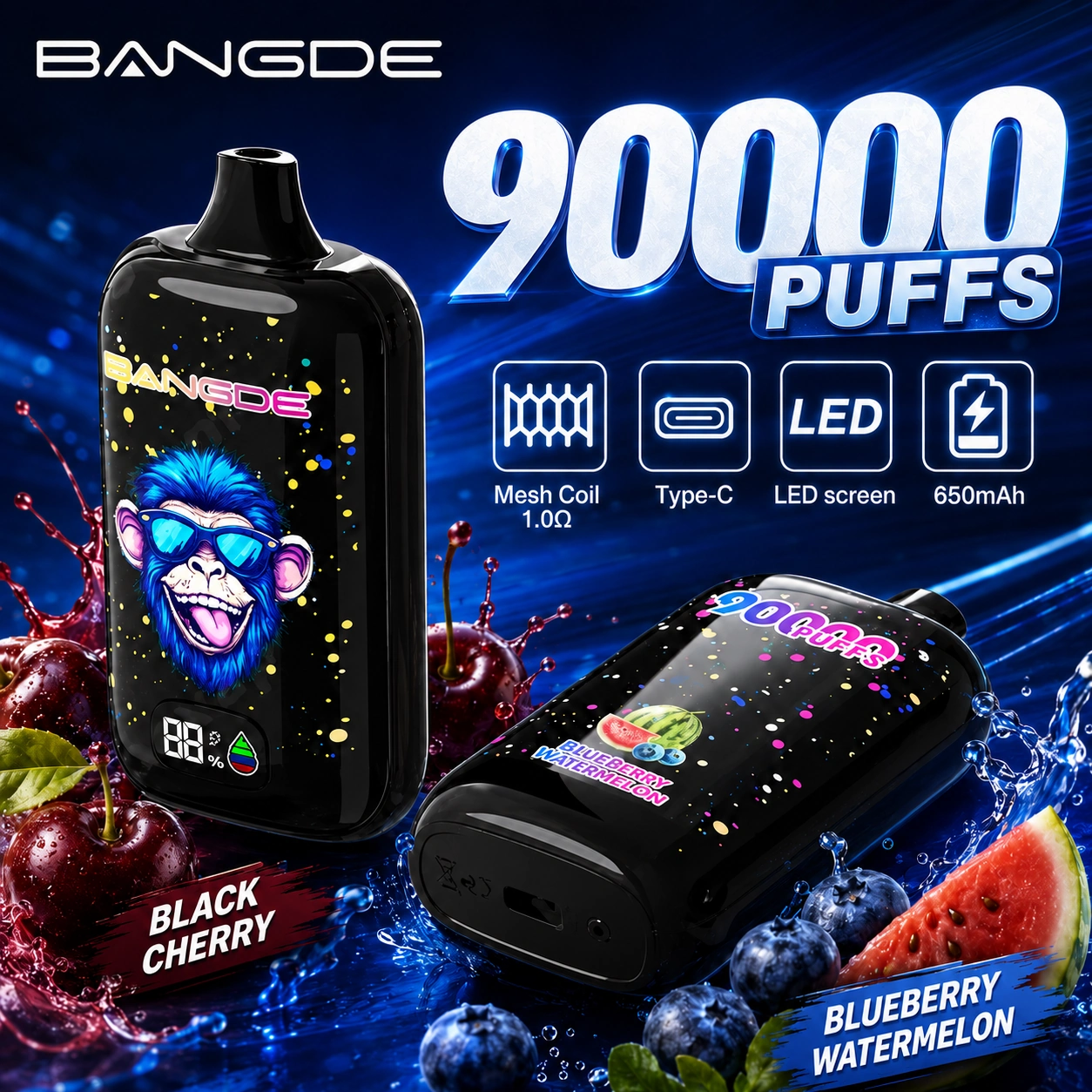 Bang De 90K Disposable Vape – 90000 Puffs Smart LED Screen & Mesh Coil