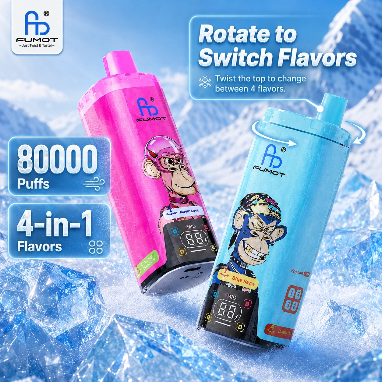 Fumot Eco 4in1 80K Disposable Vape – 80000 Puffs 4-in-1 Flavor Vape