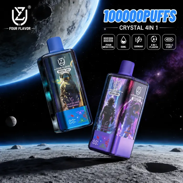 UZY Crystal 100K Puffs Disposable Vape hero presentation showing the featured device design and display in the official product artwork.