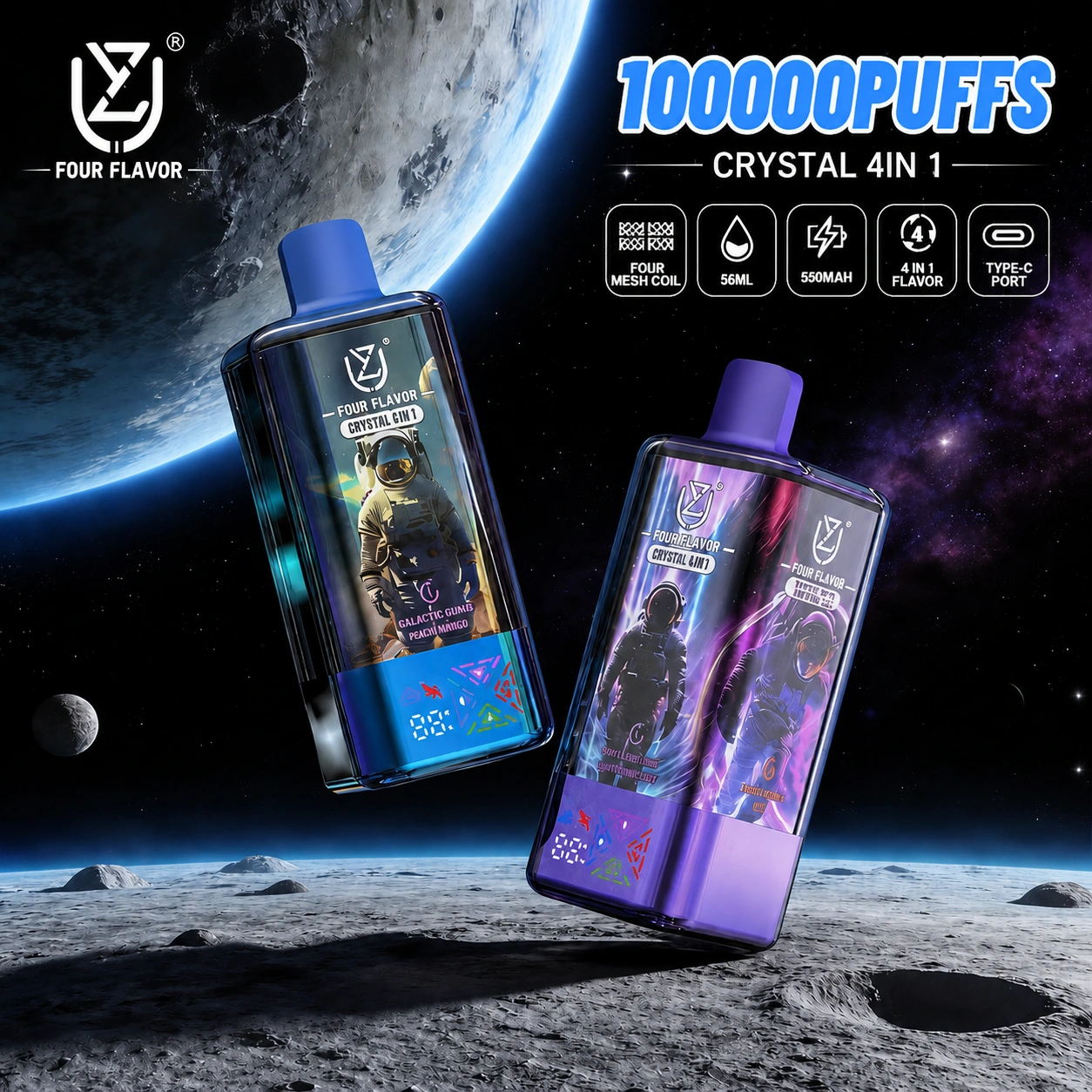 UZY Crystal 100K Puffs Disposable Vape hero presentation showing the featured device design and display in the official product artwork.