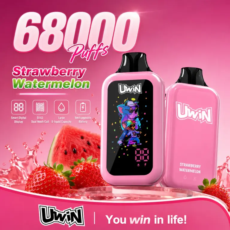 UWIN Digital Box 68K Disposable Vape with smart display device design and 68000 Puffs product presentation