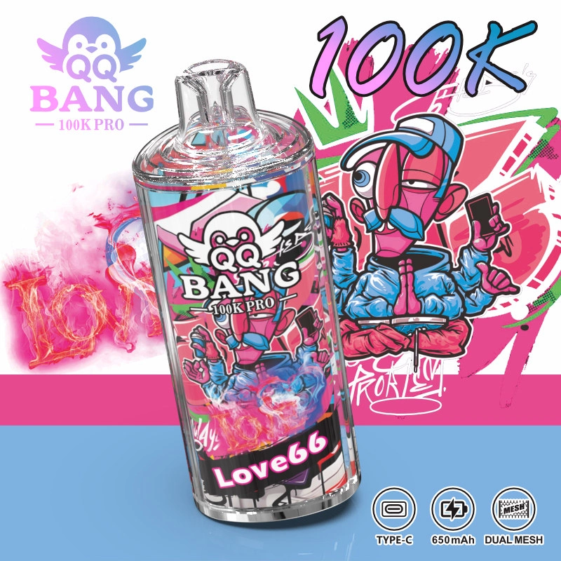 QQ Bang 100K Pro Puffs Disposable Vape branded packaging presented with colorful artwork in the official supplier product gallery.