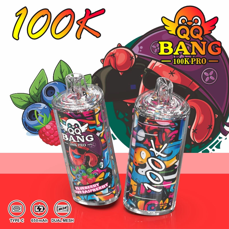 QQ Bang 100K Pro Puffs Disposable Vape colorful package presentation showing the branded model in a clear retail and wholesale product view.