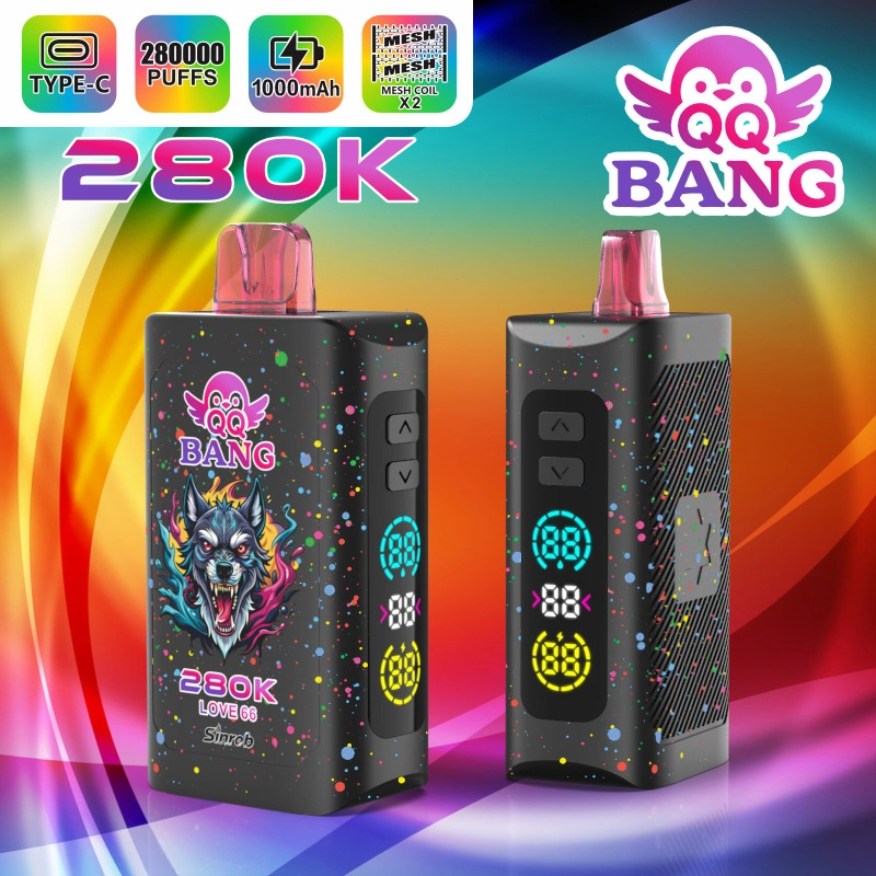 QQ Bang 280K Puffs Disposable Vape product artwork featuring the model name and colorful packaging from the official supplier gallery.