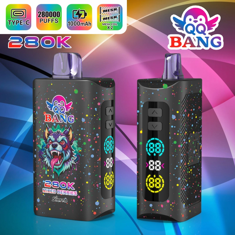 QQ Bang 280K Puffs Disposable Vape flavor package display showing colorful variant artwork in the official product gallery.