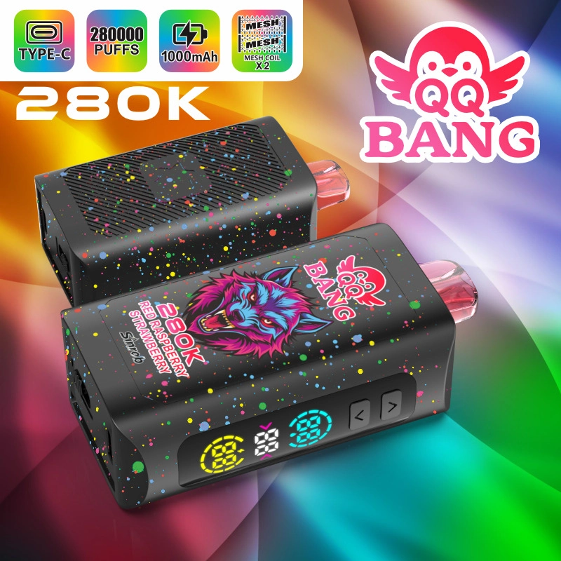 QQ Bang 280K Puffs Disposable Vape device lineup arranged in a clear supplier-gallery presentation with colorful product variants.