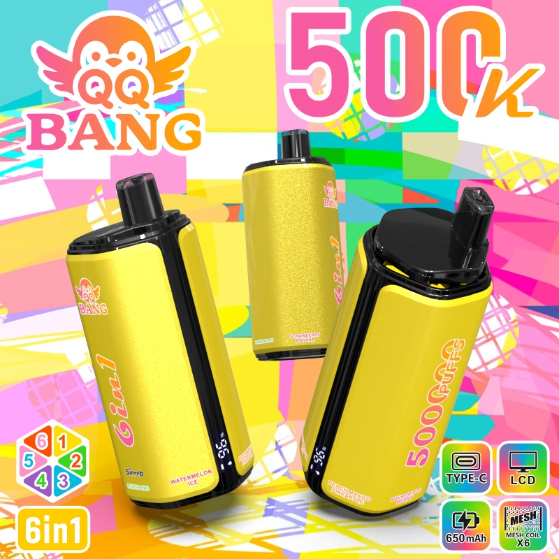 QQ Bang 500K Puffs Disposable Vape device shown in a clean supplier presentation with the model name and product design clearly visible.