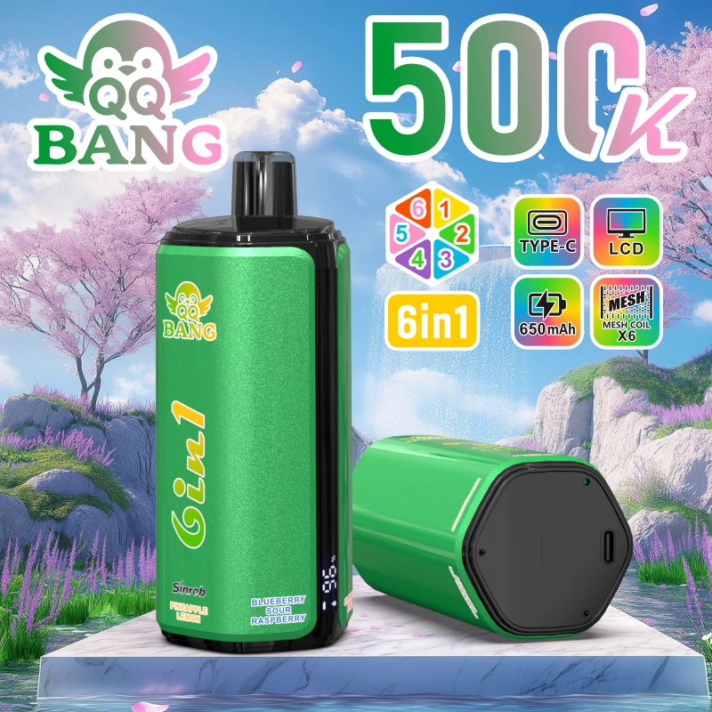 QQ Bang 500K Puffs Disposable Vape colorful package presentation showing the branded model in a clear retail and wholesale product view.