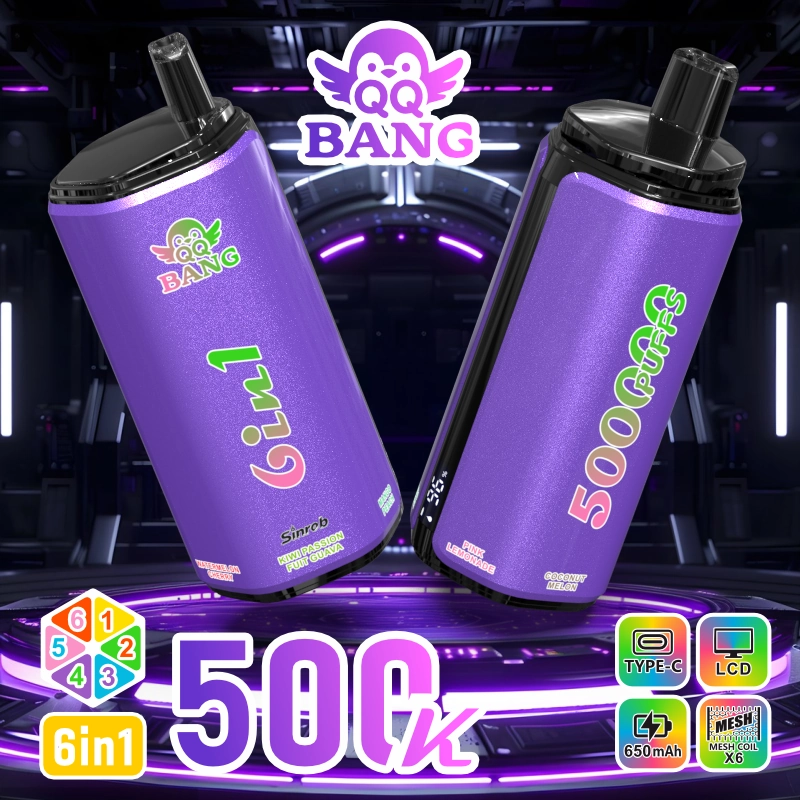 QQ Bang 500K Puffs Disposable Vape retail presentation with colorful device artwork and clear model branding from the supplier gallery.