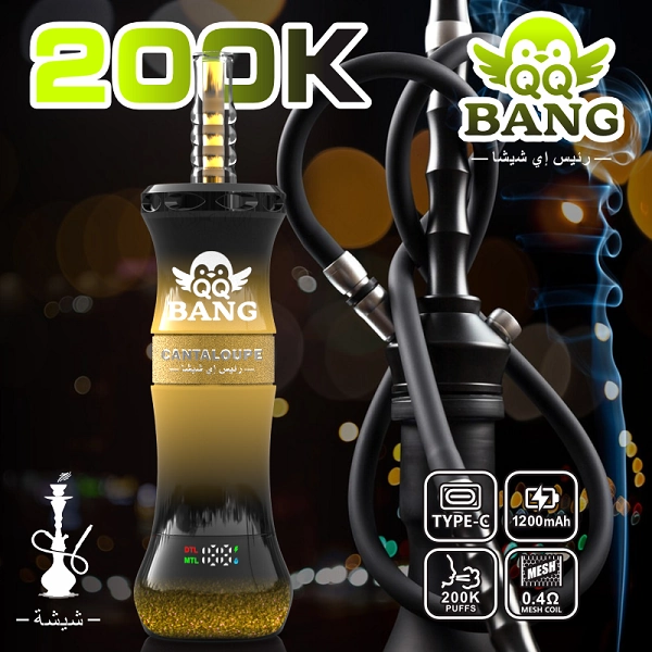 QQ Bang Shisha 200K Puffs Disposable Vape branded packaging presented with colorful artwork in the official supplier product gallery.