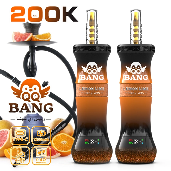 QQ Bang Shisha 200K Puffs Disposable Vape colorful package presentation showing the branded model in a clear retail and wholesale product view.