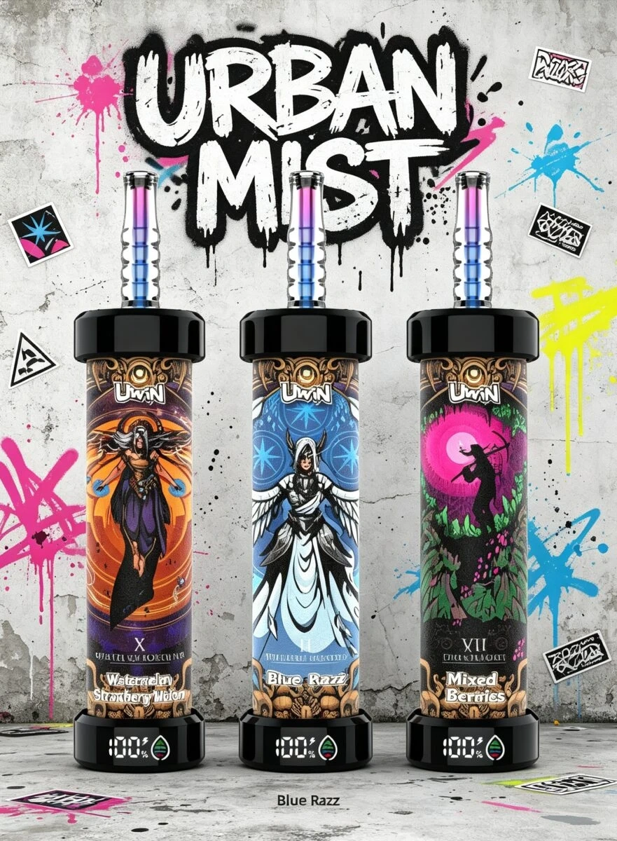 UWIN Shisha 100K Puffs disposable vape device shown in a product-focused image with colorful branding and packaging