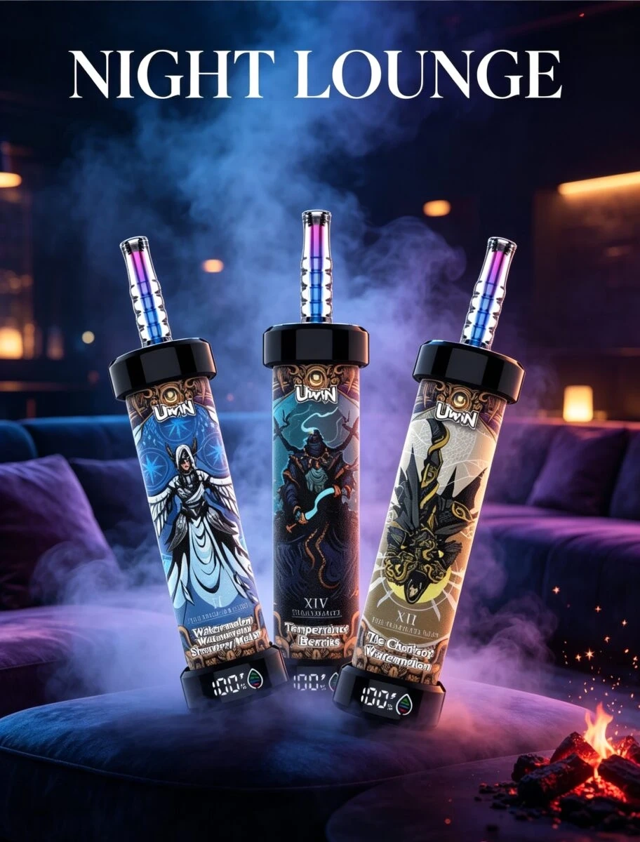 UWIN Shisha 100K Puffs Mixed Berries flavor device with colorful berry graphics and branding