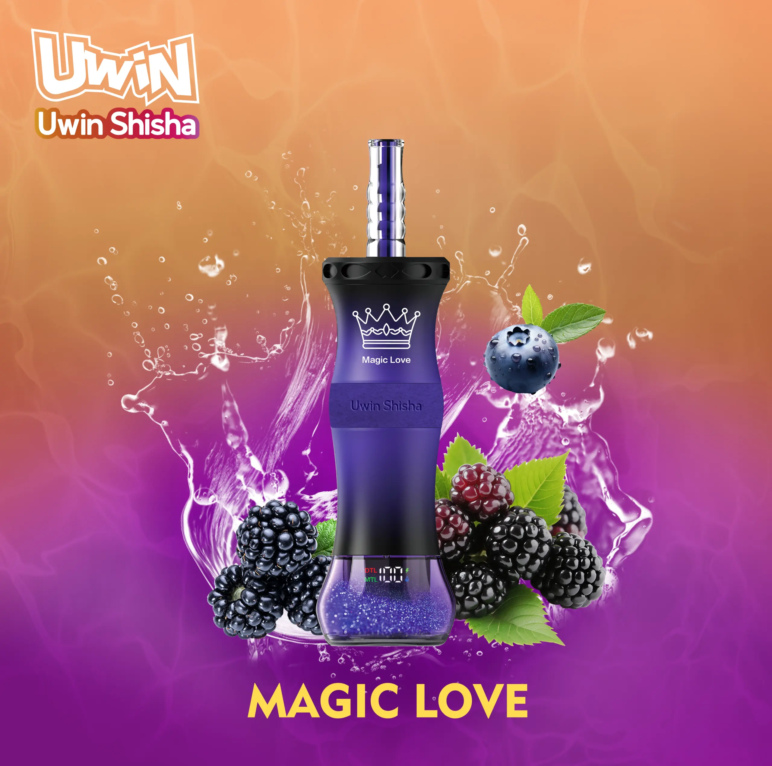 UWIN Shisha 300K Puffs Disposable Vape product artwork arranged as a clear retail catalog presentation of the branded vape device.